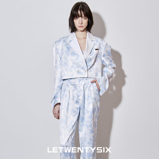 Purple floral printing pants