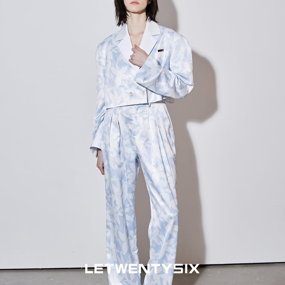 Purple floral printing pants